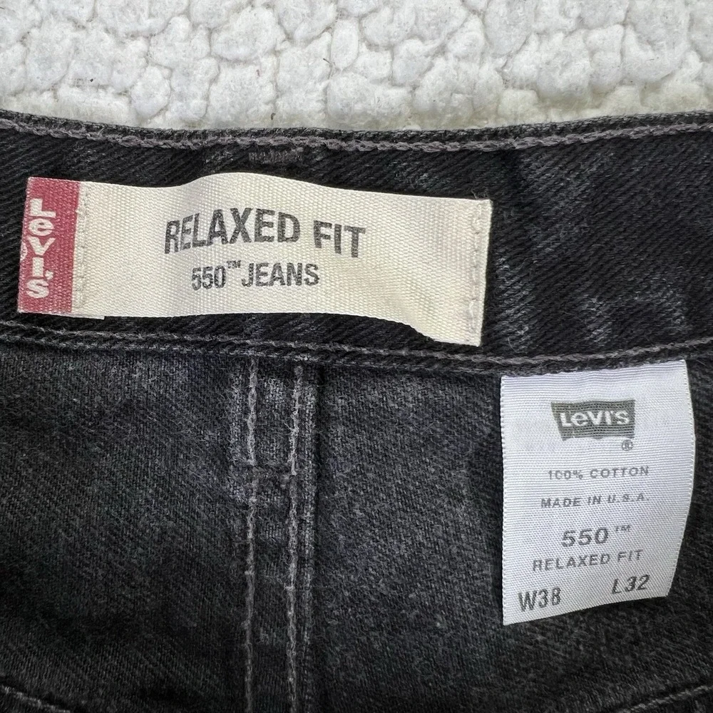 VTG Levi's 550 Relaxed Jeans Men's 38x32‎ USA Made Black Streetwear Grunge Y2K